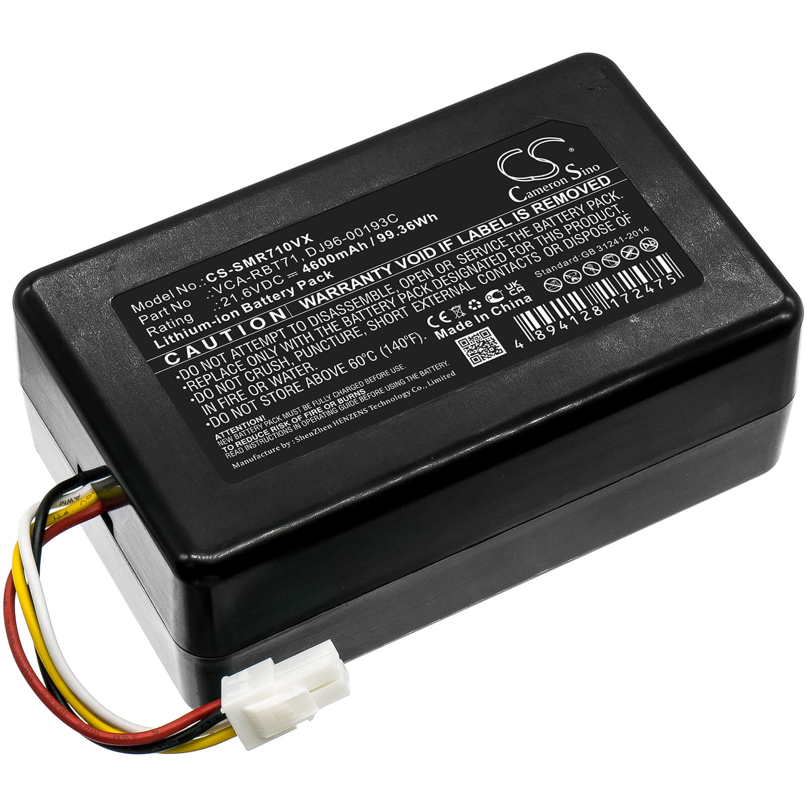 21.6V, 4600mAh, Li-ion Battery fits Samsung, Powerbot R7040, Sr10m701puw, 99.36Wh