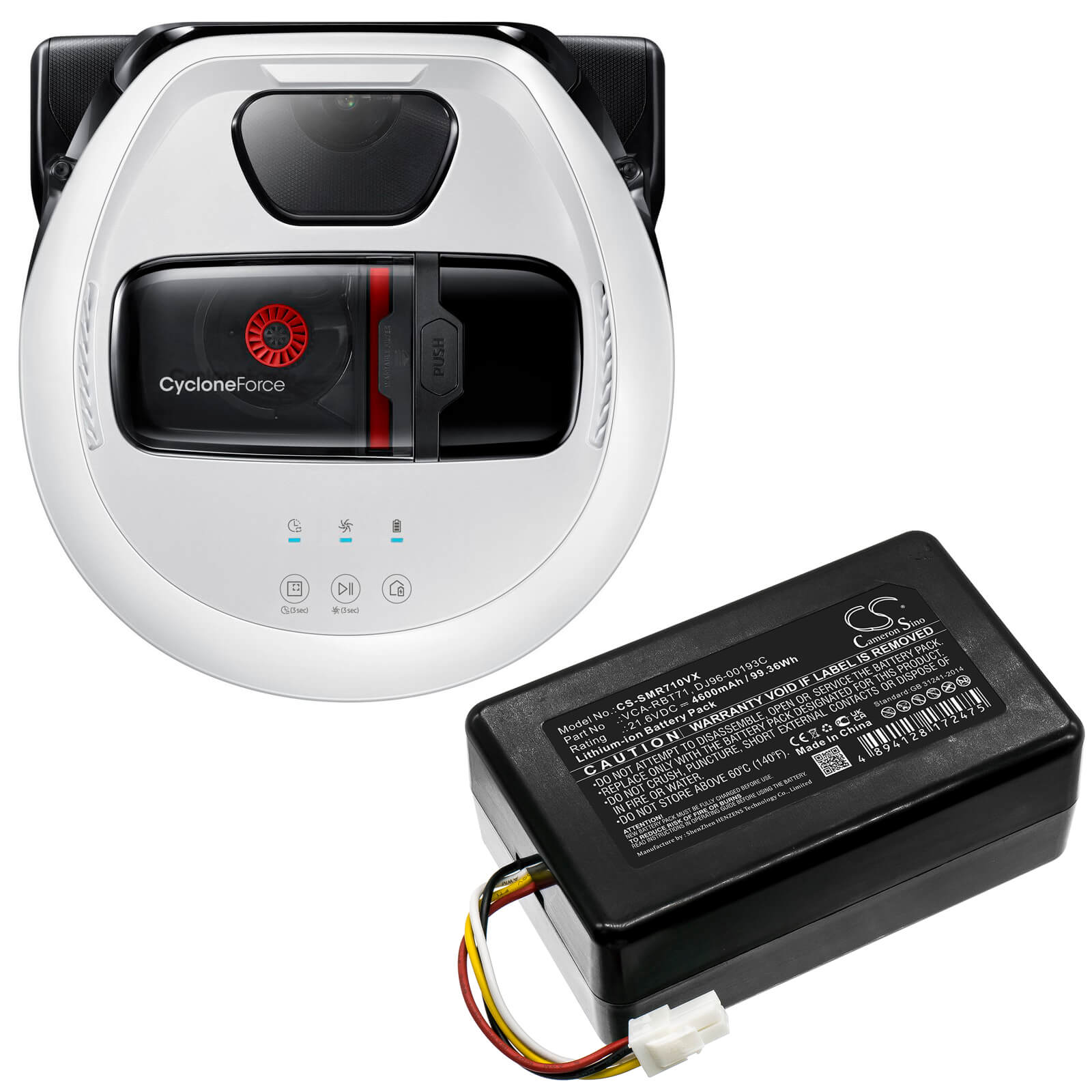 21.6V, 4600mAh, Li-ion Battery fits Samsung, Powerbot R7040, Sr10m701puw, 99.36Wh