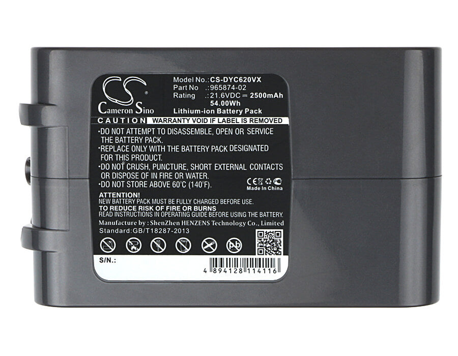 21.6V, 2500mAh, Li-ion Battery fits Dyson, Absolute, Dc58, 54Wh
