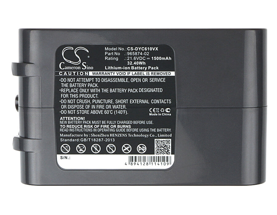 21.6V, 1500mAh, Li-ion Battery fits Dyson, Absolute, Dc58, 32.4Wh