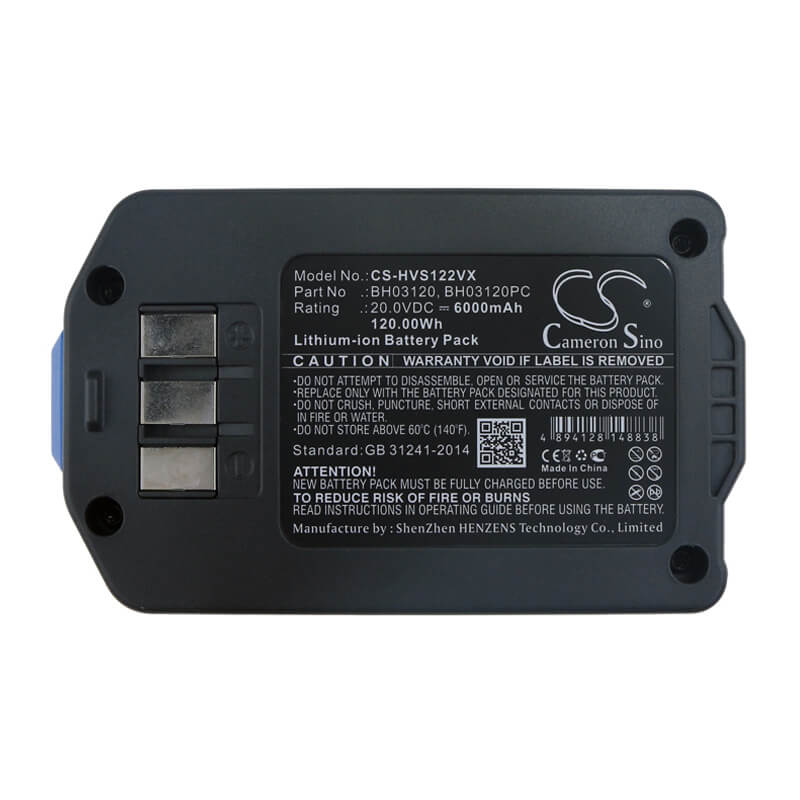 20.0V, 6000mAh, Li-ion Battery fits Hoover, 7350204042, Air Cordless 20 Volt Upright V, 120Wh