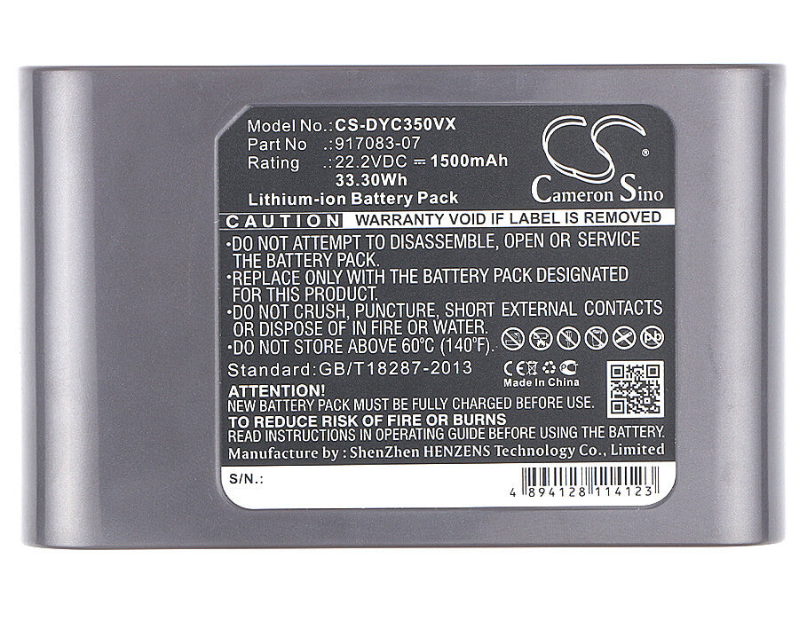 22.2V, 1500mAh, Li-ion Battery fits Dyson, Dc30, Dc31, 33.3Wh