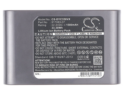 22.2V, 1500mAh, Li-ion Battery fits Dyson, Dc30, Dc31, 33.3Wh