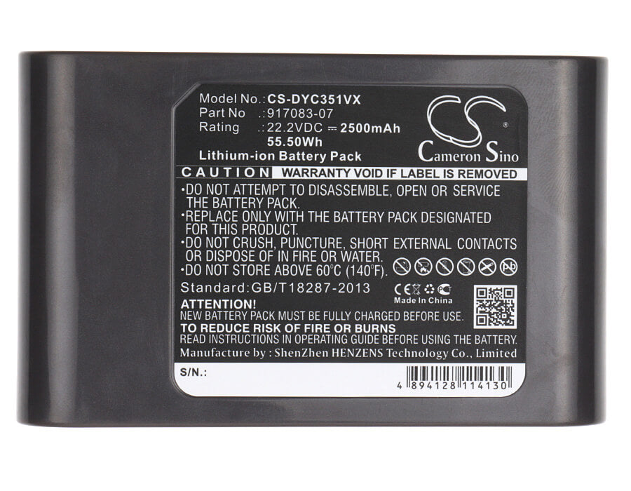 22.2V, 2500mAh, Li-ion Battery fits Dyson, Dc30, Dc31, 55.5Wh