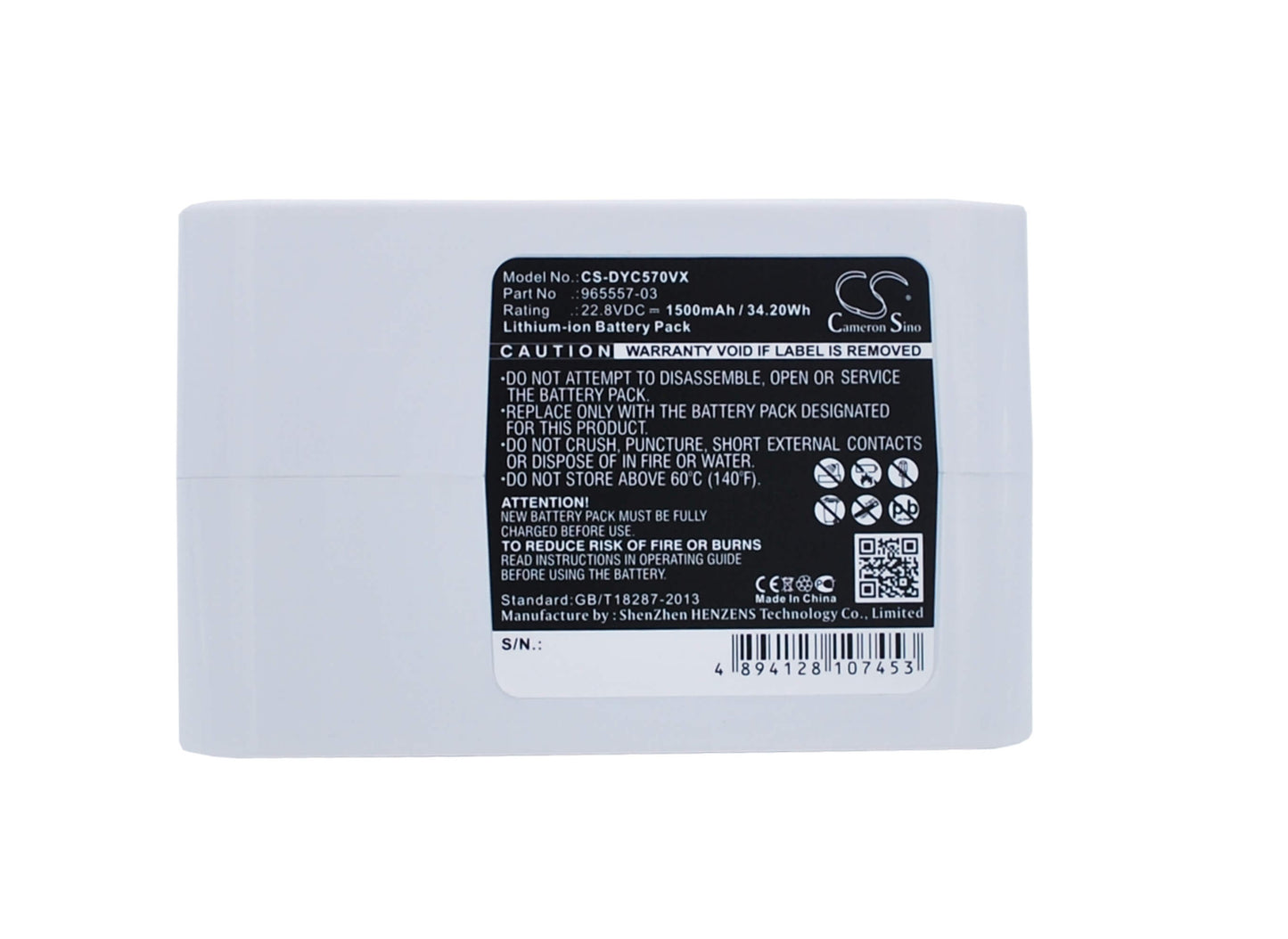 22.8V, 1500mAh, Li-ion Battery fits Dyson, Dc31 Animal, Dc34, 34.2Wh