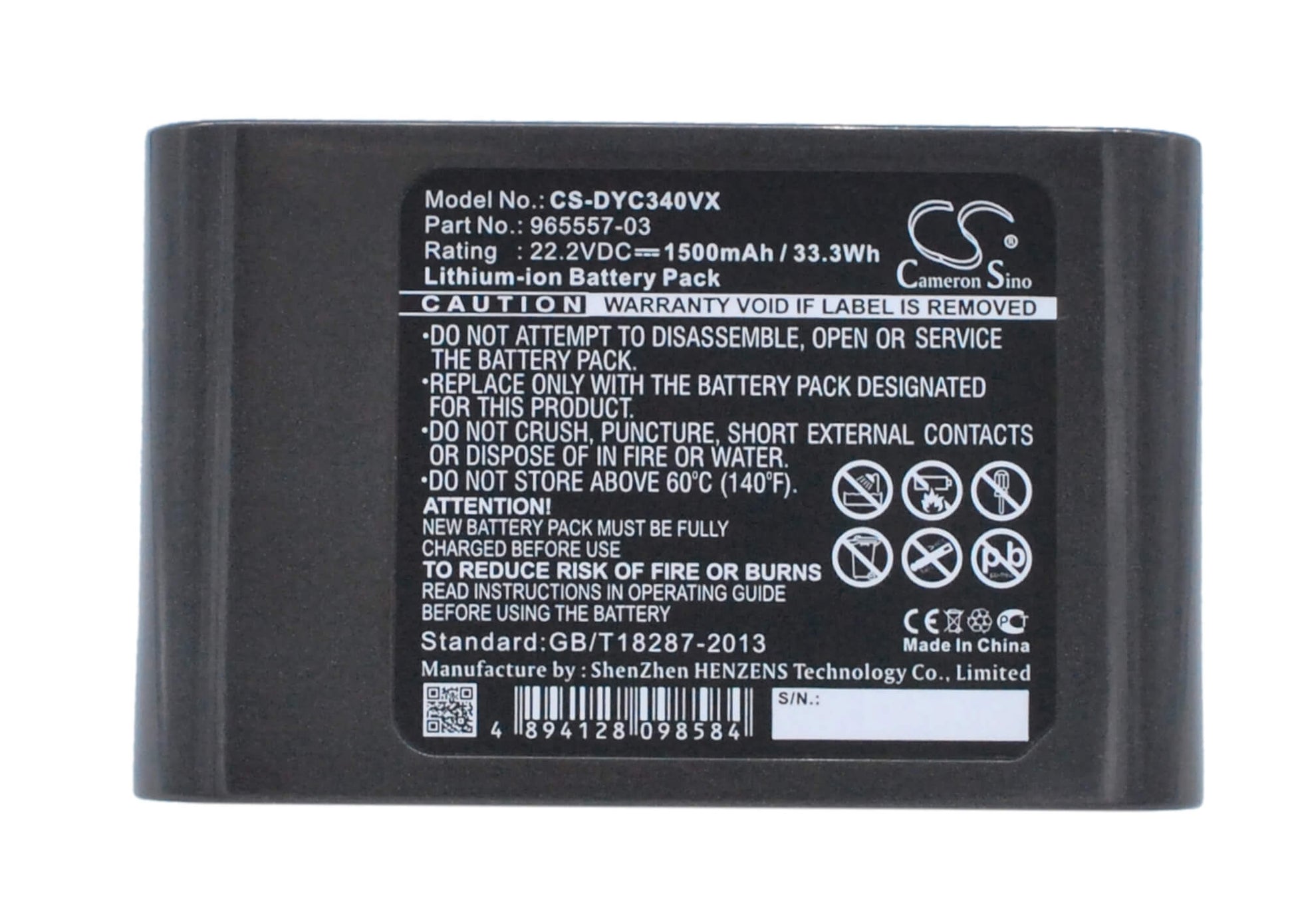 22.2V, 1500mAh, Li-ion Battery fits Dyson, Dc31 Animal, Dc34, 33.3Wh