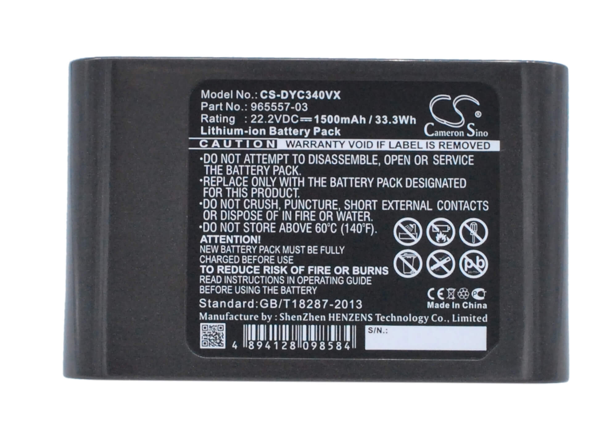 22.2V, 1500mAh, Li-ion Battery fits Dyson, Dc31 Animal, Dc34, 33.3Wh