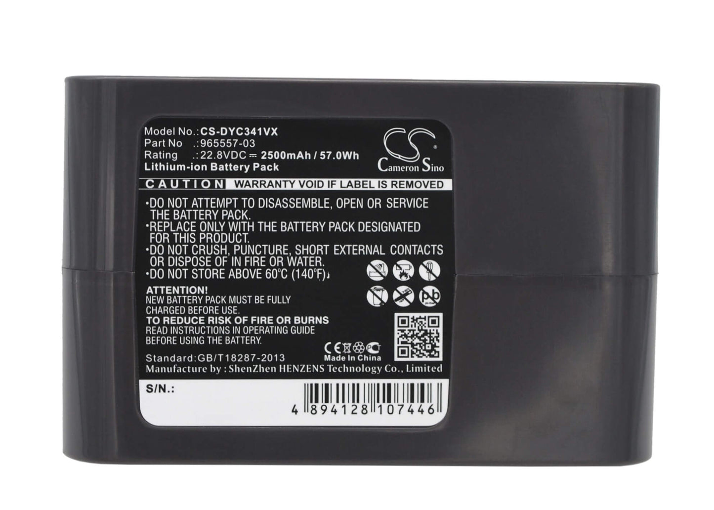 Grey, 22.8V, 2500mAh, Li-ion Battery fits Dyson, Dc31 Animal, Dc34, 57Wh