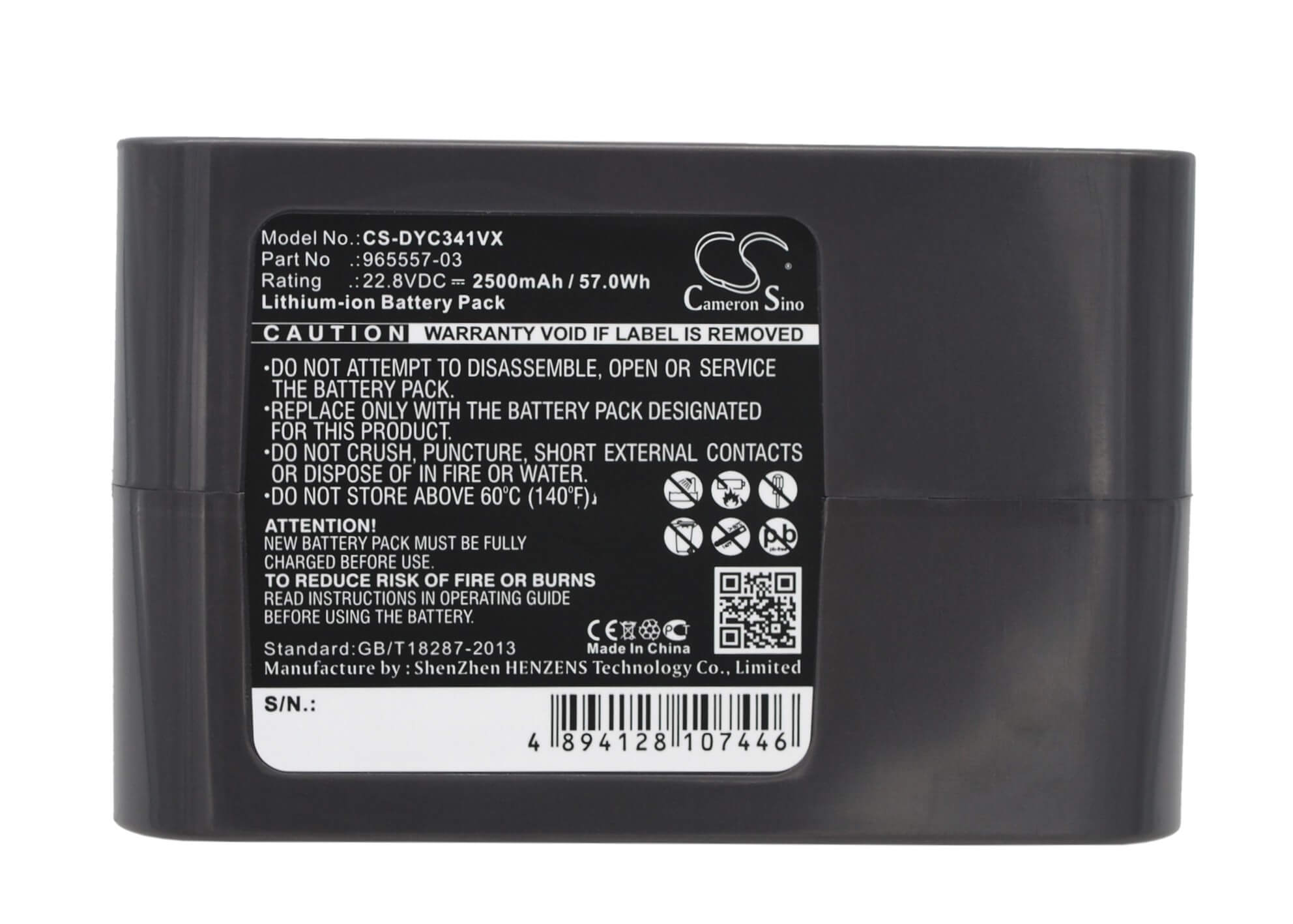 Grey, 22.8V, 2500mAh, Li-ion Battery fits Dyson, Dc31 Animal, Dc34, 57Wh