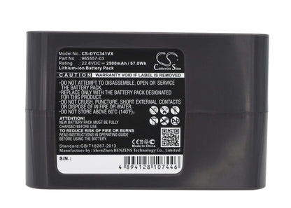 Grey, 22.8V, 2500mAh, Li-ion Battery fits Dyson, Dc31 Animal, Dc34, 57Wh