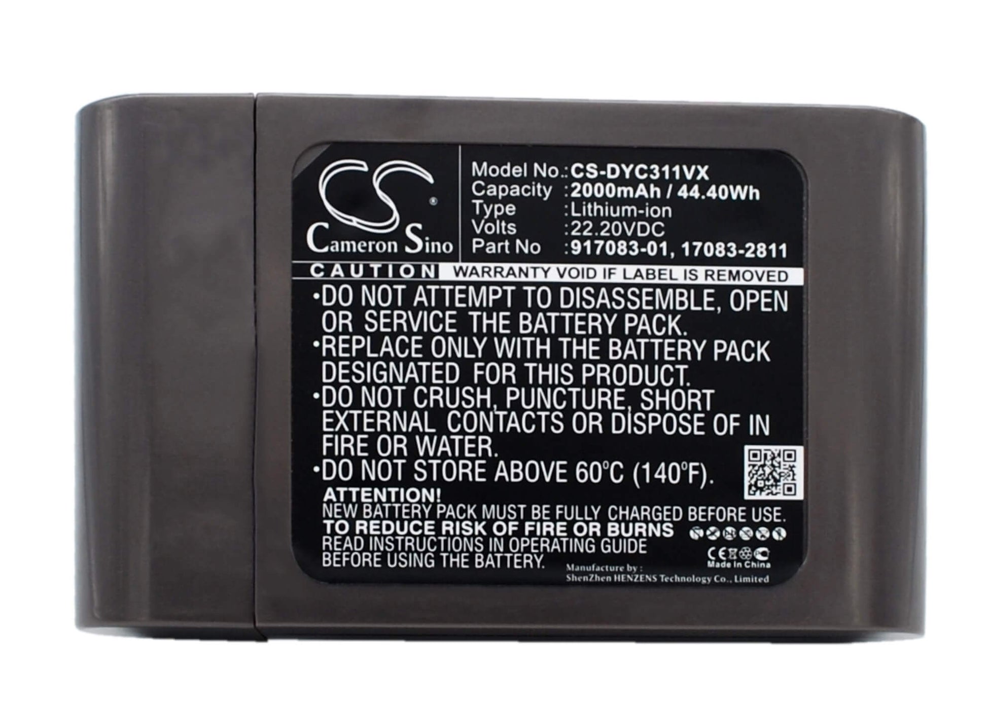 22.2V, 2000mAh, Li-ion Battery fits Dyson, Dc31, Dc31 Animal, 44.4Wh