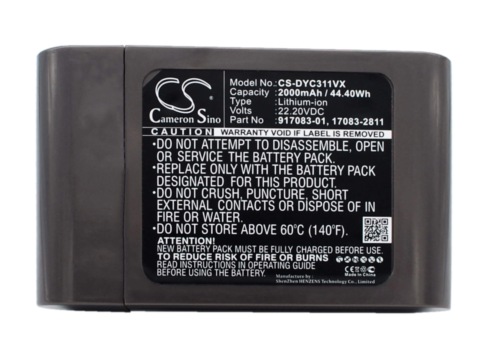 22.2V, 2000mAh, Li-ion Battery fits Dyson, Dc31, Dc31 Animal, 44.4Wh