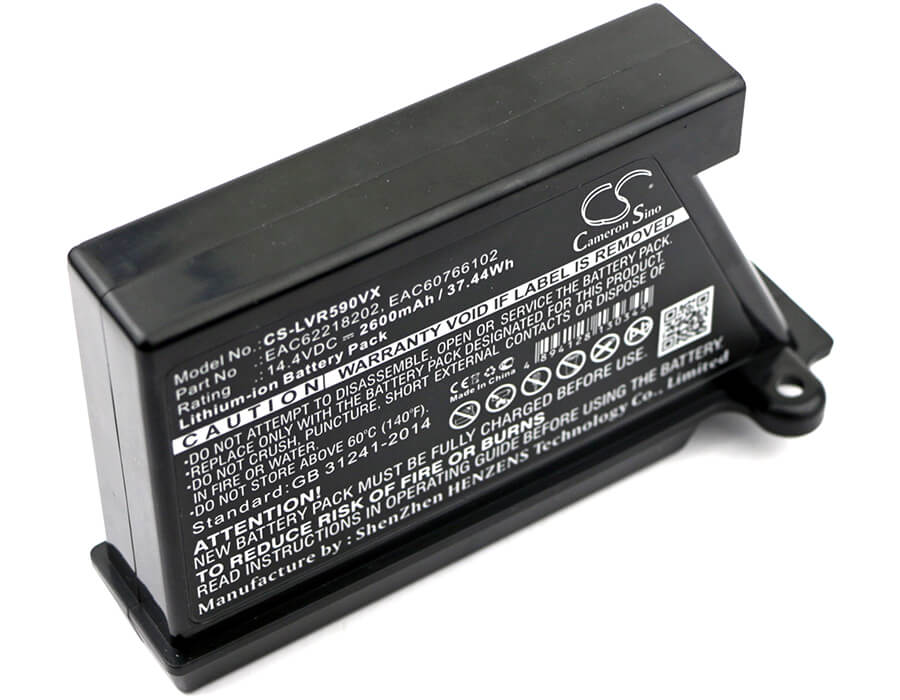 14.4V, 2600mAh, Li-ion Battery fits Lg, Hombot R66803vmnp, Hombot Vcarpetx, 37.44Wh