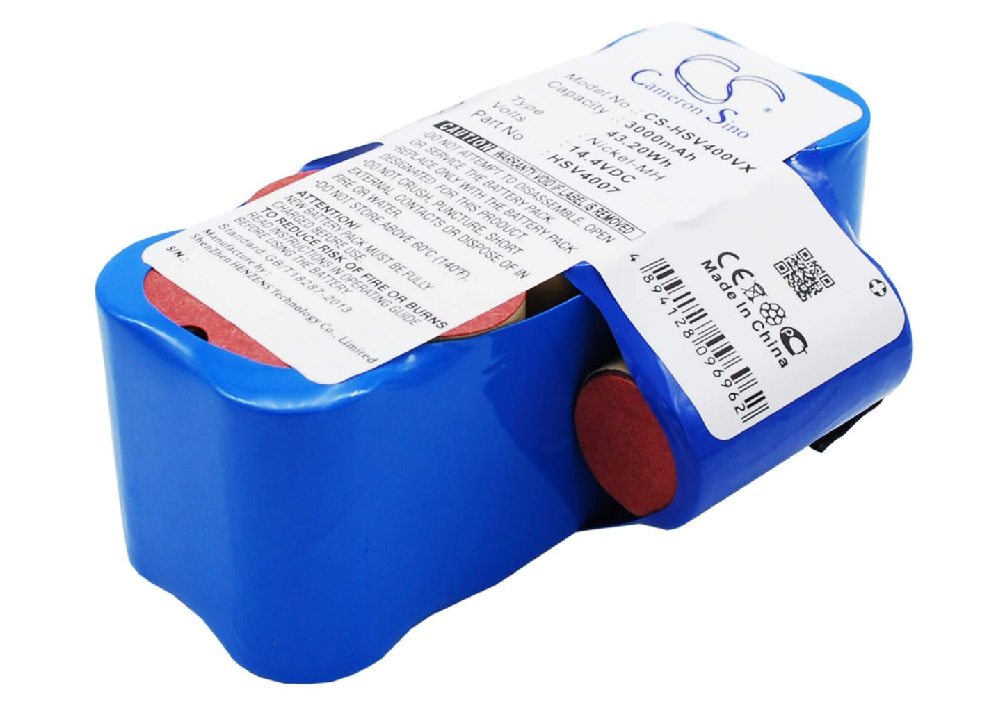 14.4V, 3000mAh, Ni-MH Battery fits Hoover, Hsv40, Hsv4007, 43.2Wh