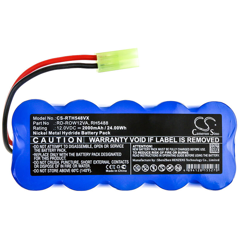 12.0V, 2000mAh, Ni-MH Battery fits Rowenta, Rh5488, Rh8460wh / A 9-0, 24Wh