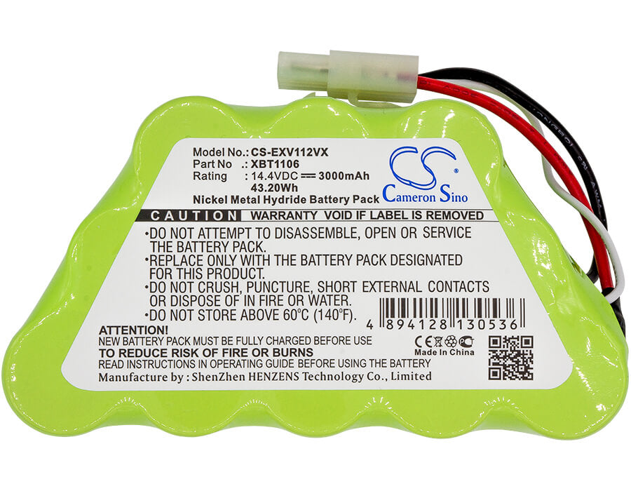14.4V, 3000mAh, Ni-MH Battery fits Euro Pro, Navigator Freestyle Pro, Sv1106, 43.2Wh