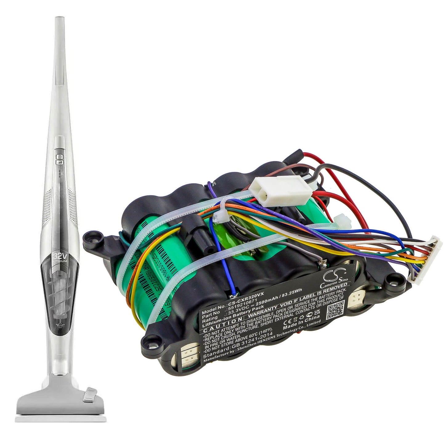 33.3V, 2500mAh, Li-ion Battery fits Delonghi, Colombina Xlr32, Colombina Xlr32led.bk, 83.25Wh