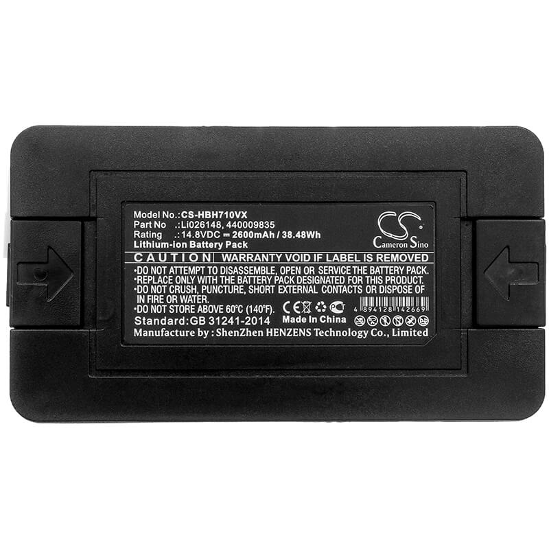 14.8V, 2600mAh, Li-ion Battery fits Hoover, Bh71000, Quest 1000, 38.48Wh