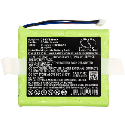 14.4V, 2000mAh, Ni-MH Battery fits Kaily, S560, S710, 28.8Wh
