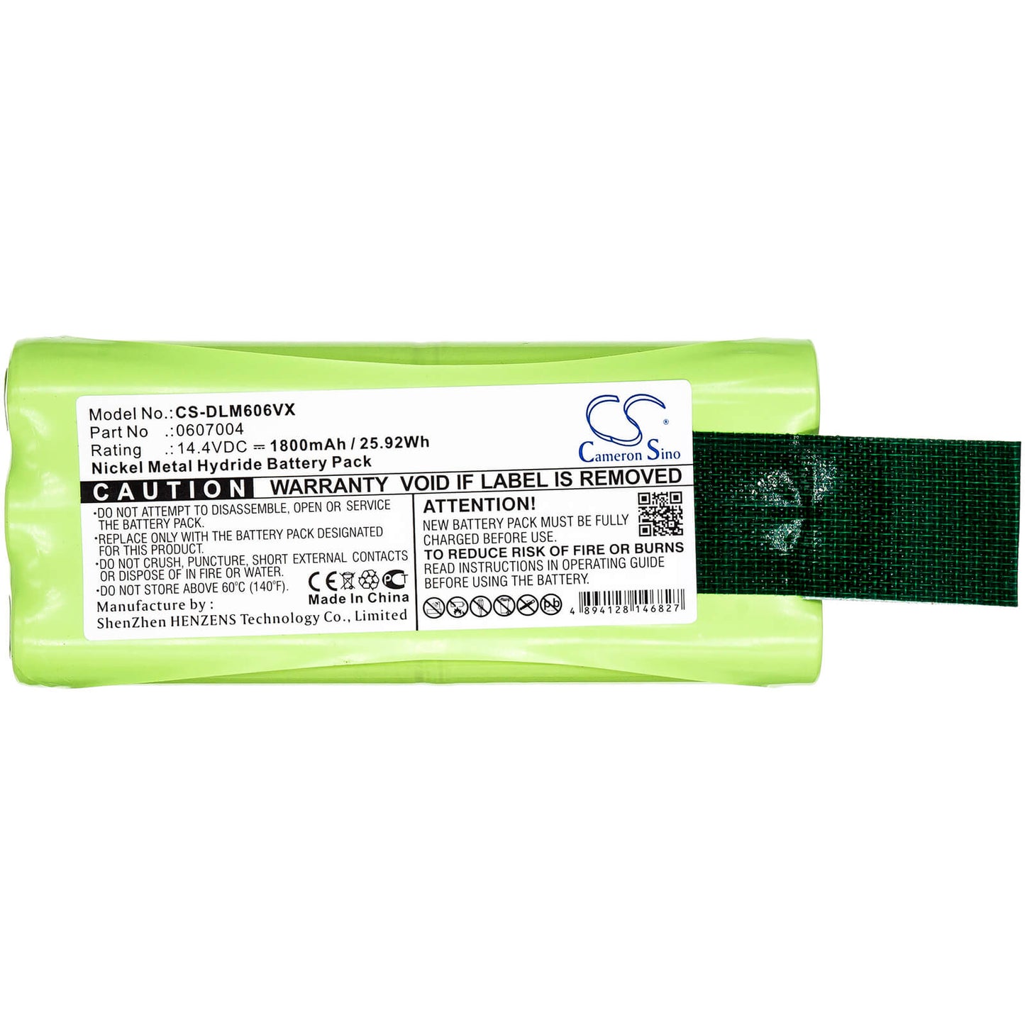 14.4V, 1800mAh, Ni-MH Battery fits Dirt Devil, Libero M606, Libero M606-1, 25.92Wh