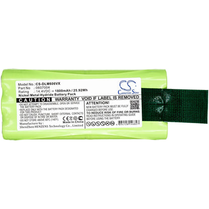 14.4V, 1800mAh, Ni-MH Battery fits Dirt Devil, Libero M606, Libero M606-1, 25.92Wh