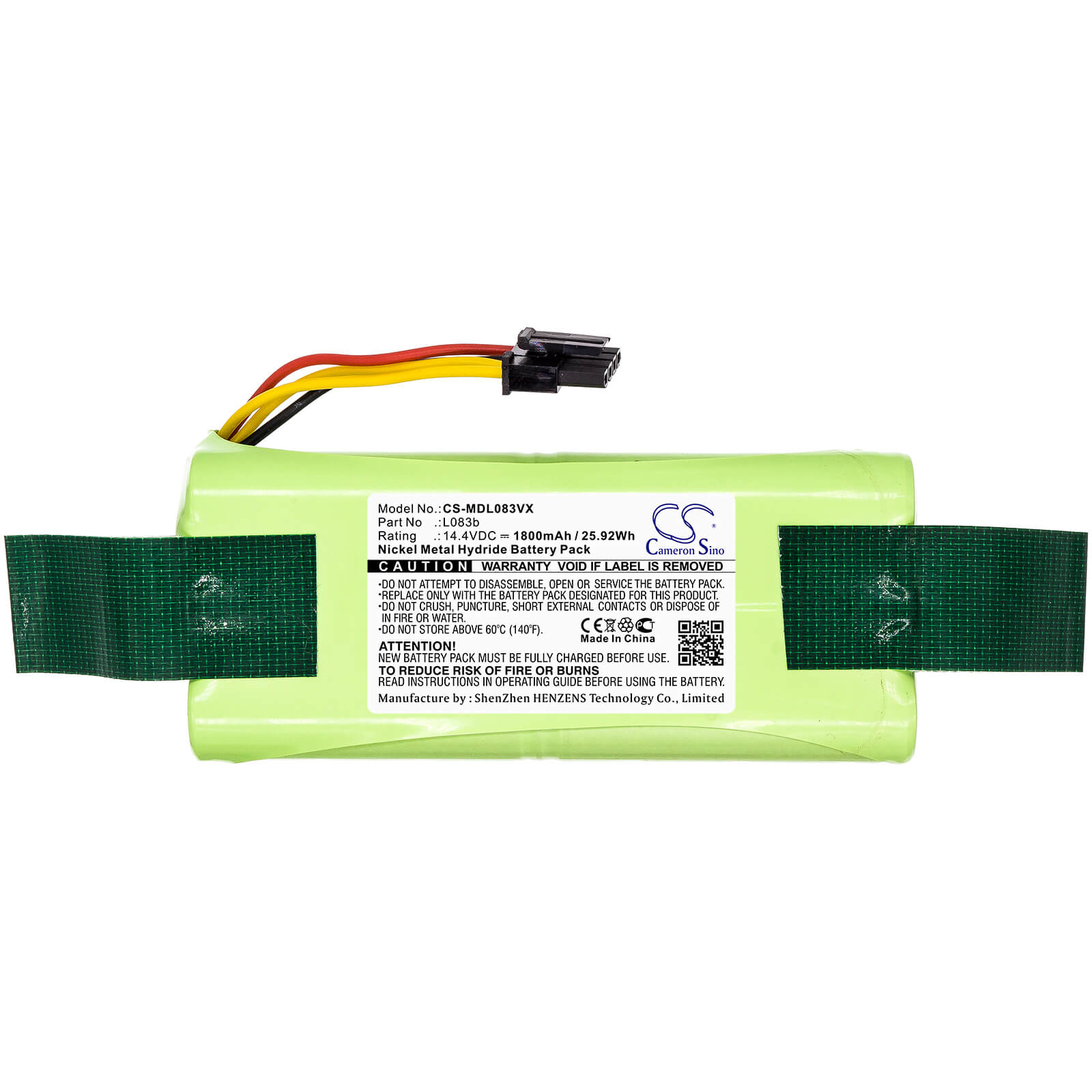 14.4V, 1800mAh, Ni-MH Battery fits Midea, R1-l081a, R1-l083b, 25.92Wh