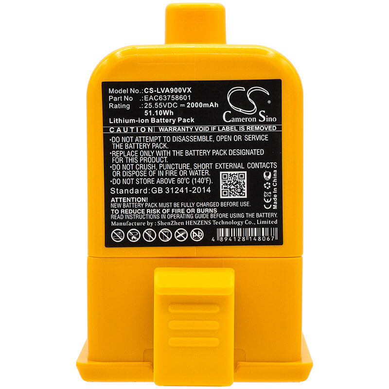 25.55V, 2000mAh, Li-ion Battery fits Lg, A9, A902rm, 51.1Wh