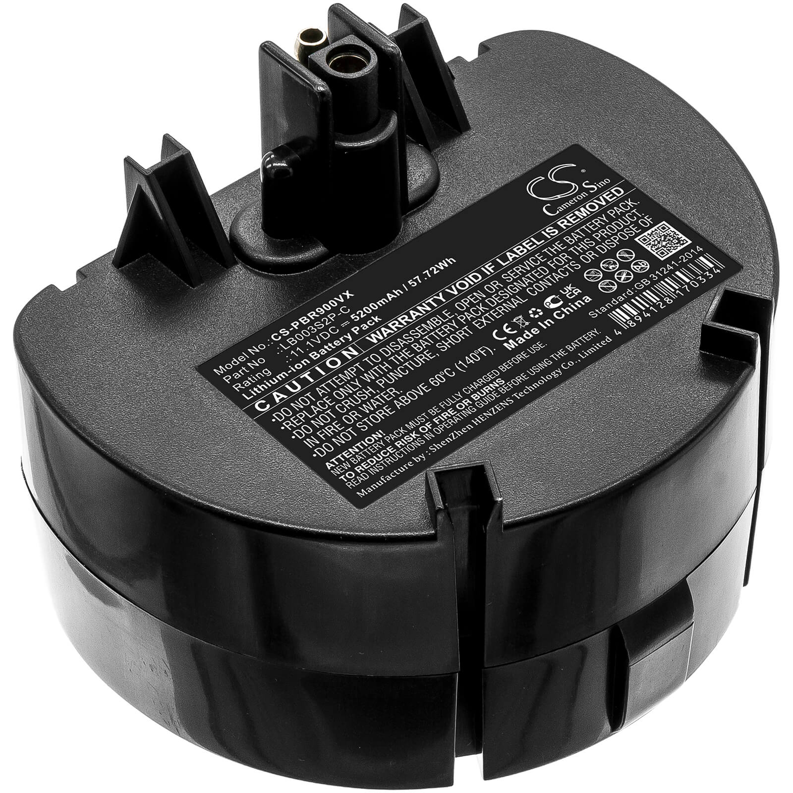 11.1V, 5200mAh, Li-ion Battery fits Water Tech, Pool Blaster Pro, Precision Li, 57.72Wh
