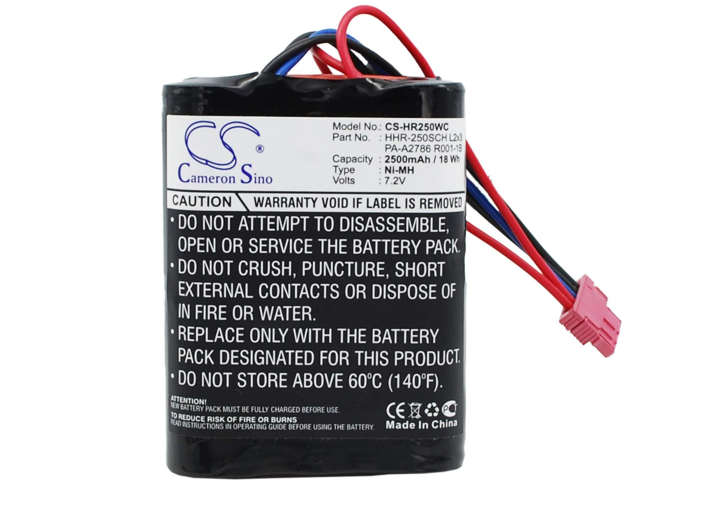 CS-HR250WC, Vehicle 7.2V, 2500mAh, Ni-MH Battery fits Panasonic, Hhr-250sch L2x3, Pa-a2786 R001-1b, 18Wh