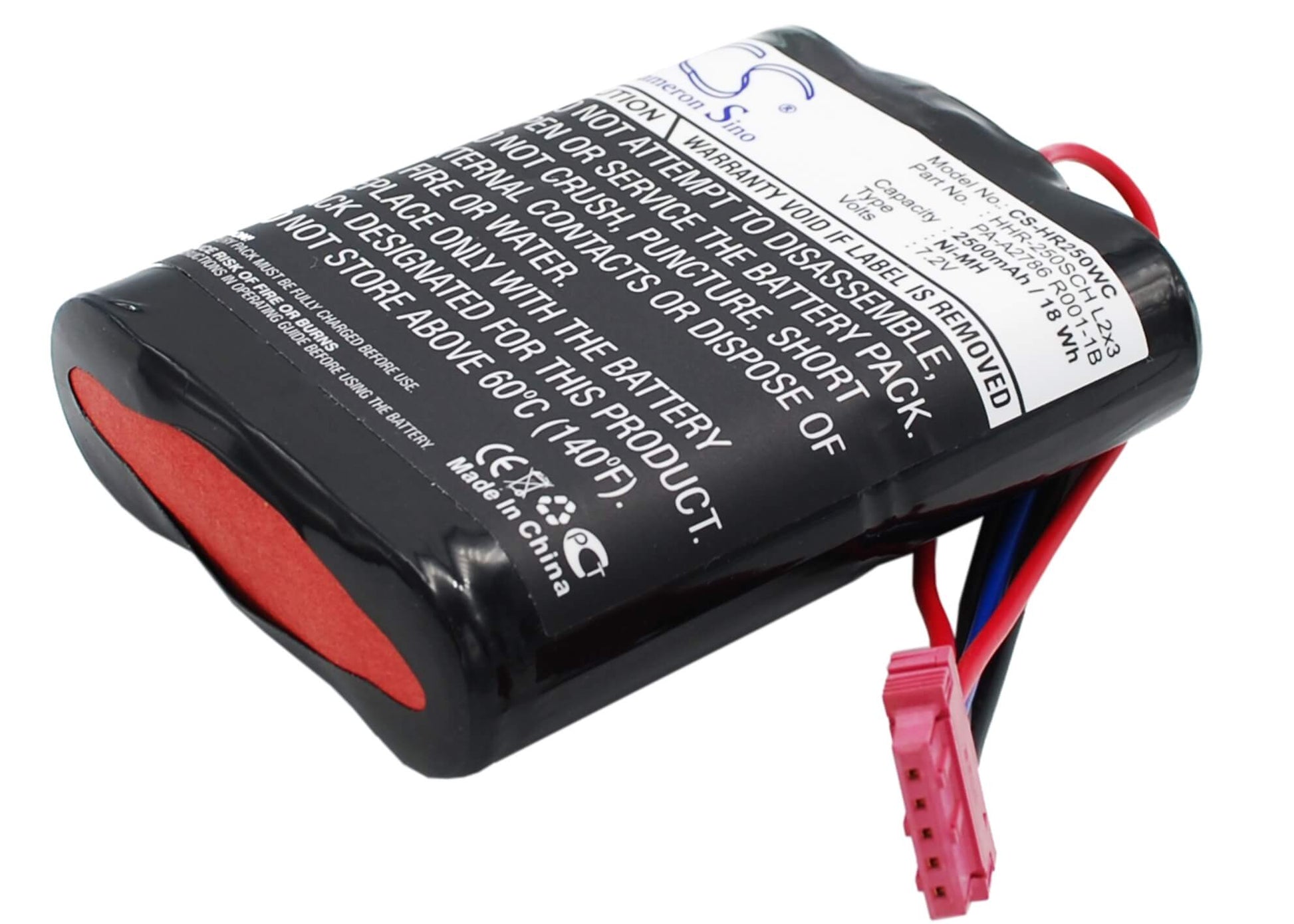 CS-HR250WC, Vehicle 7.2V, 2500mAh, Ni-MH Battery fits Panasonic, Hhr-250sch L2x3, Pa-a2786 R001-1b, 18Wh