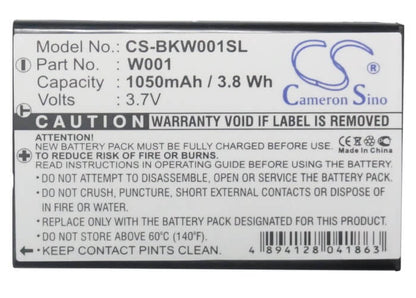 3.7V, 1050mAh, Li-ion Battery fits Smc, Skype Wifi Phone, 3.885Wh