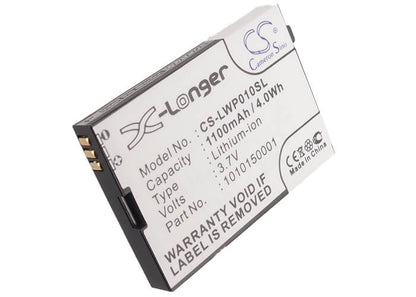 3.7V, 1100mAh, Li-ion Battery fits Locktec, Wp04, Wp04 Wireless, 4.07Wh