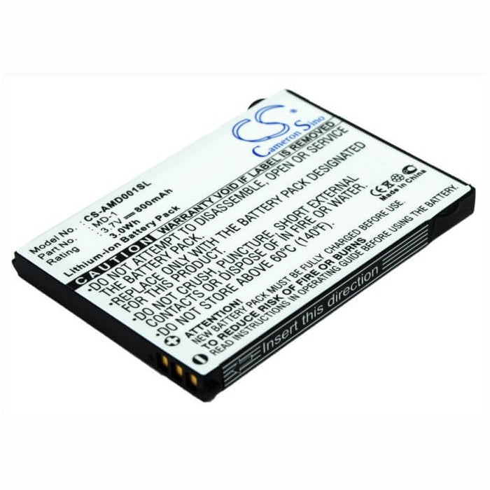 3.7V, 800mAh, Li-ion Battery fits Amoi, Md-1, 2.96Wh