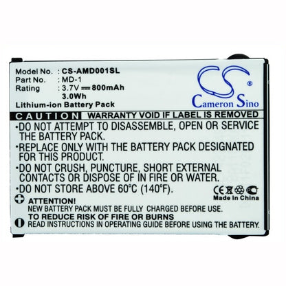 3.7V, 800mAh, Li-ion Battery fits Amoi, Md-1, 2.96Wh