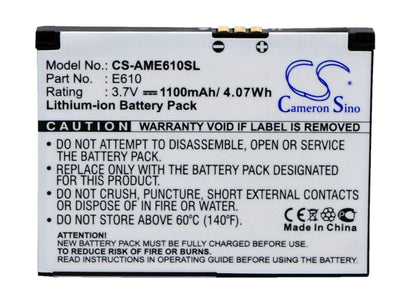 3.7V, 1100mAh, Li-ion Battery fits Amoi, E610, 4.07Wh