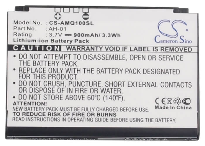 3.7V, 900mAh, Li-ion Battery fits Amoi, Inq1, Inq-1, 3.33Wh
