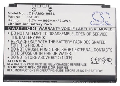 3.7V, 900mAh, Li-ion Battery fits Amoi, Inq1, Inq-1, 3.33Wh