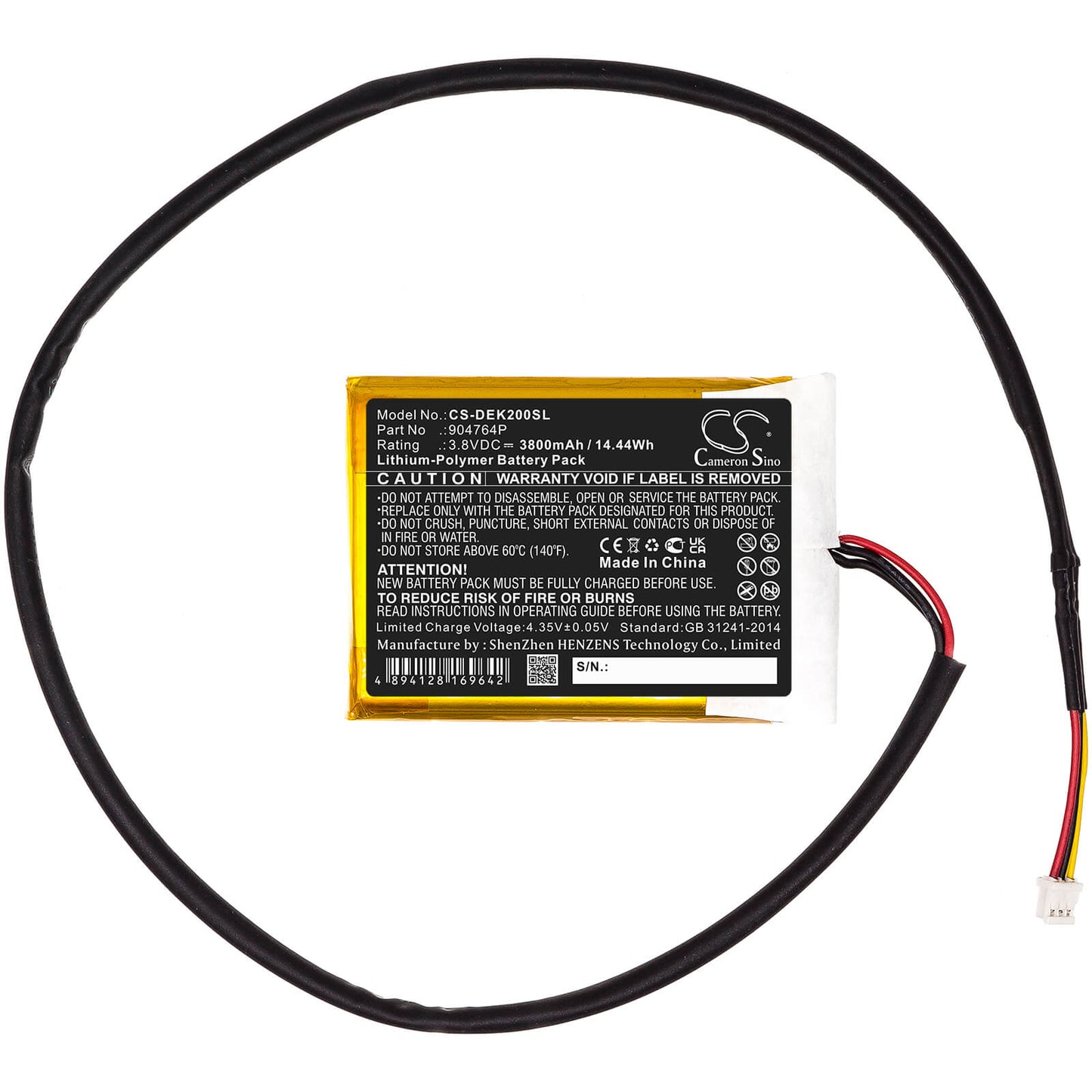 3.8V, 3800mAh, Li-Polymer Battery fits Idealens, K2, K2+, 14.44Wh