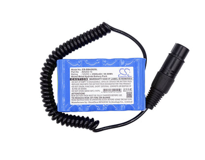 12V, 2500mAh, Ni-MH Battery fits Sennheiser, Ba202-sys, Hmdc 200, 30Wh