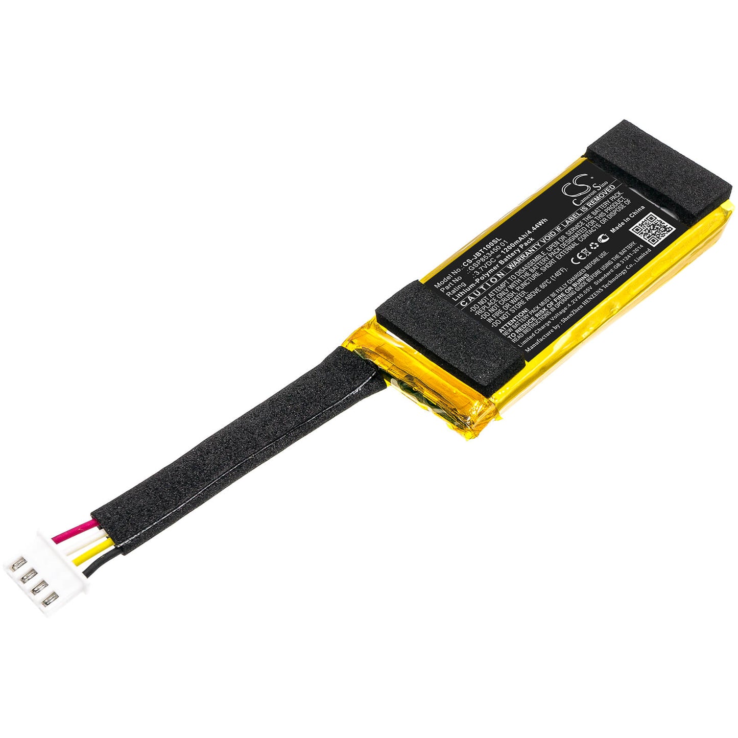 3.7V, 1200mAh, Li-Polymer Battery fits Jbl, Free Truly Charging Case, 4.44Wh