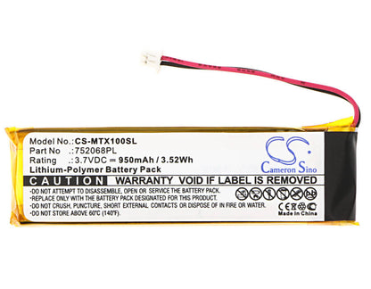3.7V, 950mAh, Li-Polymer Battery fits Midland, Btfm, Btnext, 3.515Wh
