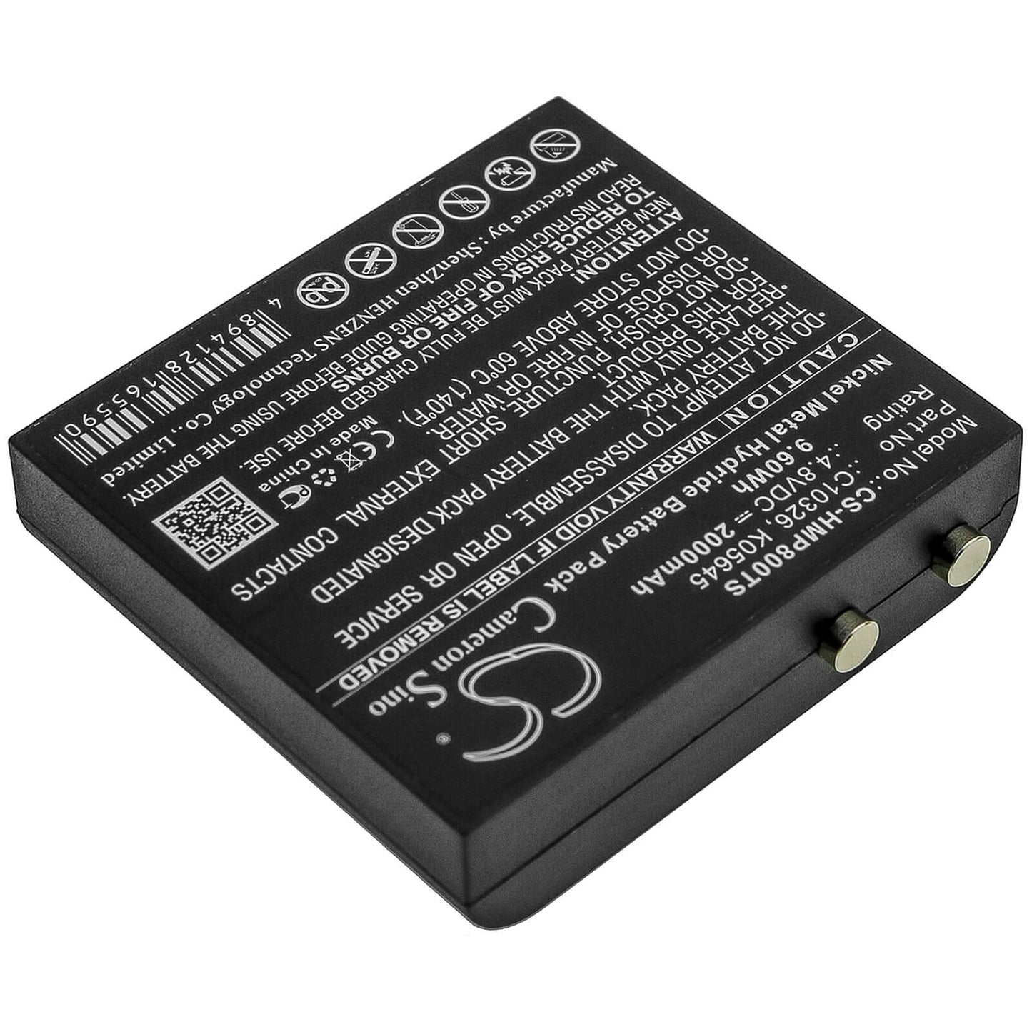 4.8V, 2000mAh, Ni-MH Battery fits Hme, Bp800 Beltpack, 9.6Wh