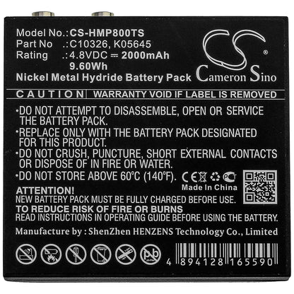 4.8V, 2000mAh, Ni-MH Battery fits Hme, Bp800 Beltpack, 9.6Wh