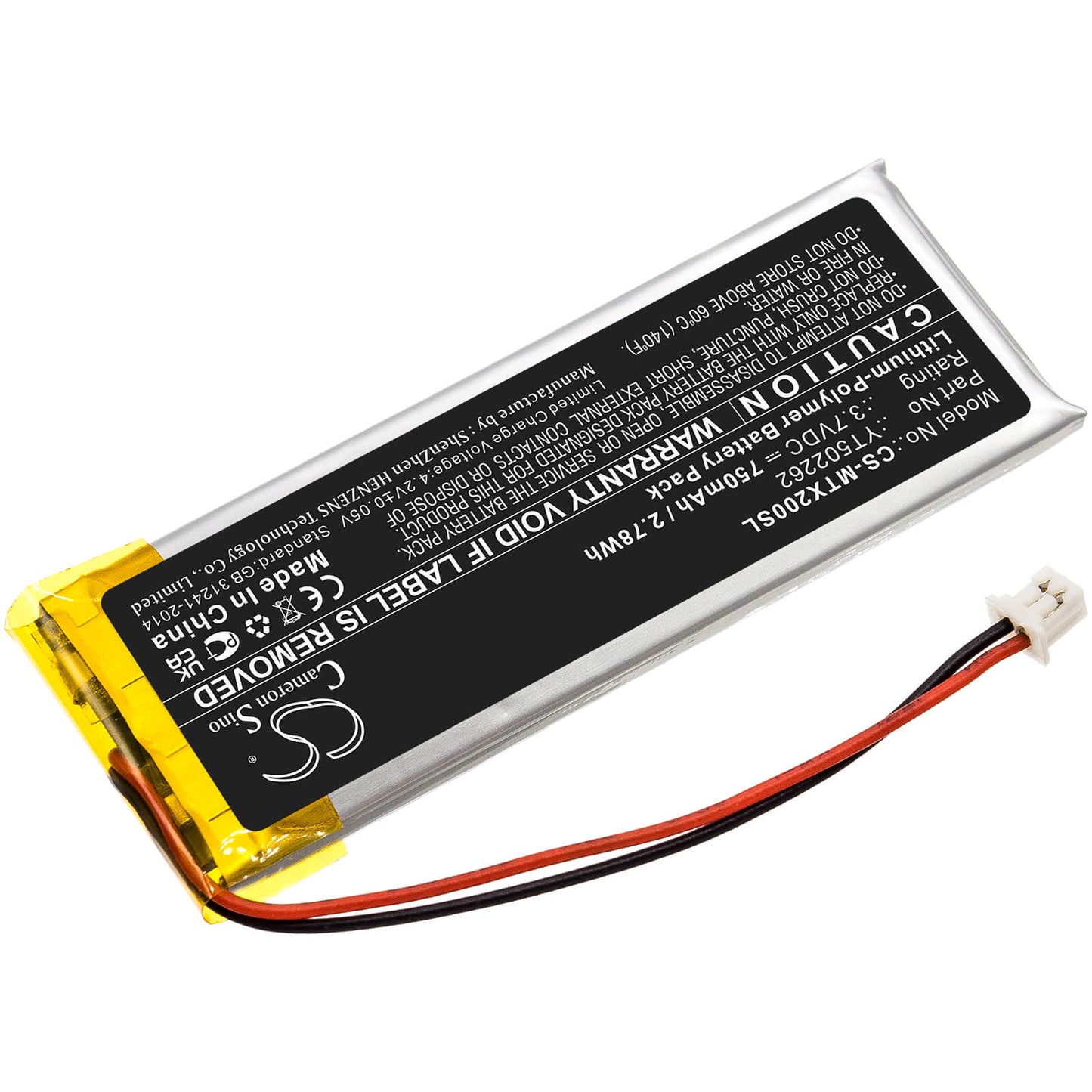 3.7V, 750mAh, Li-Polymer Battery fits Midland, Btx2 Pro, 2.775Wh