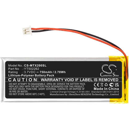 3.7V, 750mAh, Li-Polymer Battery fits Midland, Btx2 Pro, 2.775Wh