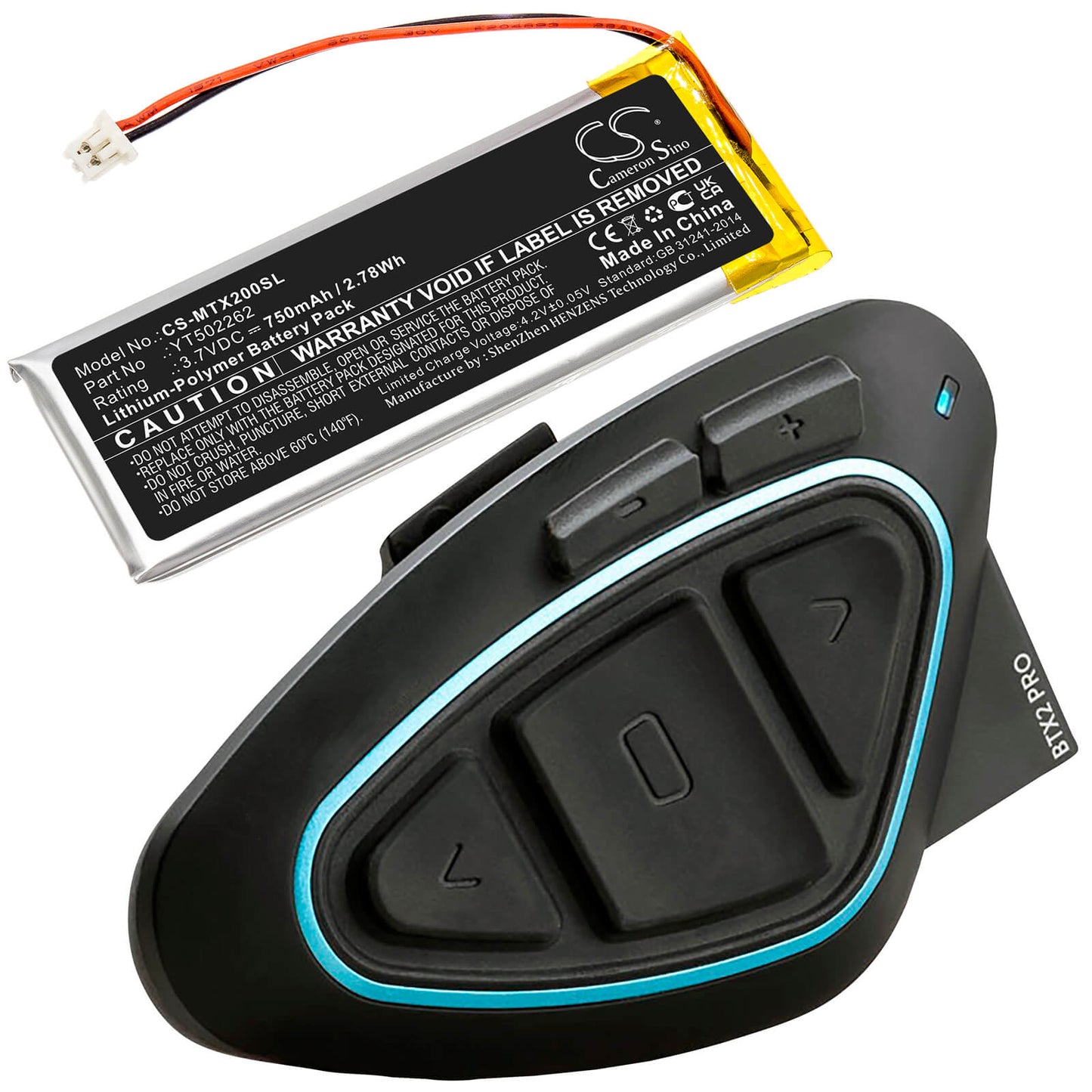3.7V, 750mAh, Li-Polymer Battery fits Midland, Btx2 Pro, 2.775Wh