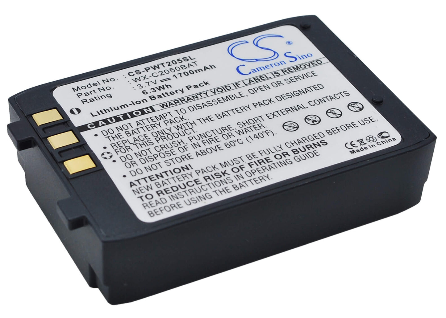 3.7V, 1700mAh, Li-ion Battery fits Panasonic, Attune Aio 2050, Ultraplex Ii 2051, 6.29Wh