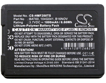 3.7V, 1800mAh, Li-Polymer Battery fits Hme, Freespeak Ii, Freespeak Ii 1.9ghz, 6.66Wh