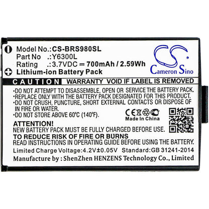 3.7V, 700mAh, Li-ion Battery fits Blinc, G2, Oneal, 2.59Wh
