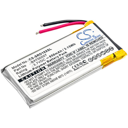 3.7V, 850mAh, Li-Polymer Battery fits Cardo, Packtalk Duo, Scala Rider Packtalk, 3.145Wh
